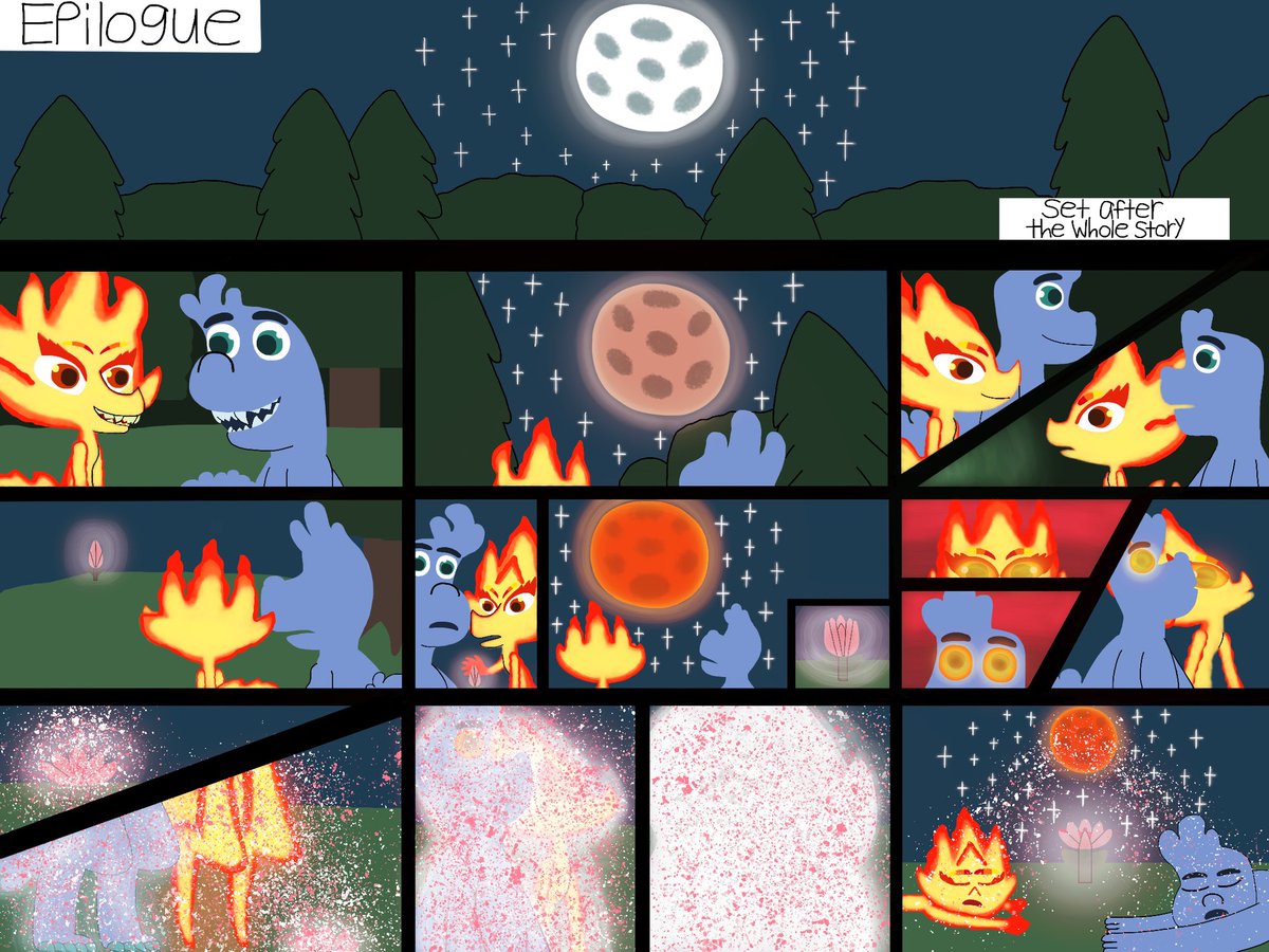 This took forever, but….IT’S FINALLY DONE!!! I present to you all….the Elemental Werewolf Comic “non-canon” Epilogue Page 1! Original story by <a href="/Wolfmarian1/">Wolfmarian</a>. Page 2 coming soon! #Elemental #pixarelemental #Elemental2023 #werewolf #comic #epilogue #disney #pixar