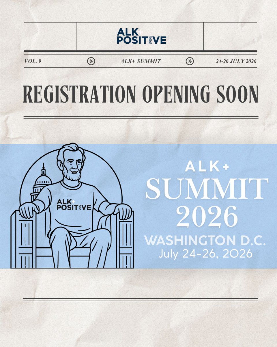 ALKPositiveinc's tweet photo. Get ready — 2026 ALK Positive Summit registration opens soon! 🔬✨
Join us in Washington, D.C. for the latest research, expert Q&A, and science that empowers your ALK+ journey.
#ALKSummit #RegistrationOpeningSoon https://t.co/mbT4v0JpQl