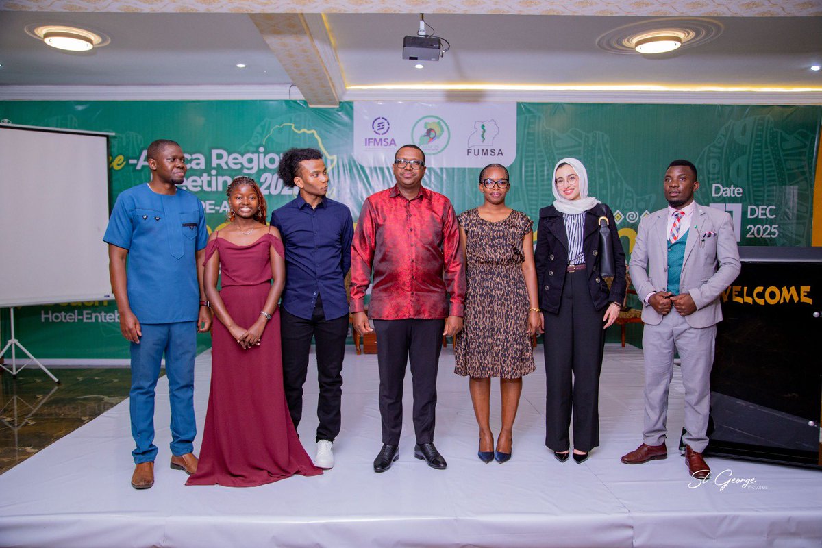 OfficialFUMSA's tweet image. Where medical students’ leadership meets purpose Uganda hosts ARM 2025.
#ARM25

We are looking forward to the opening ceremony on the 14th December , 2025. 

#sharing a picture moment with the Pre-ARM guest of honor in the middle Hon. Fabrice.