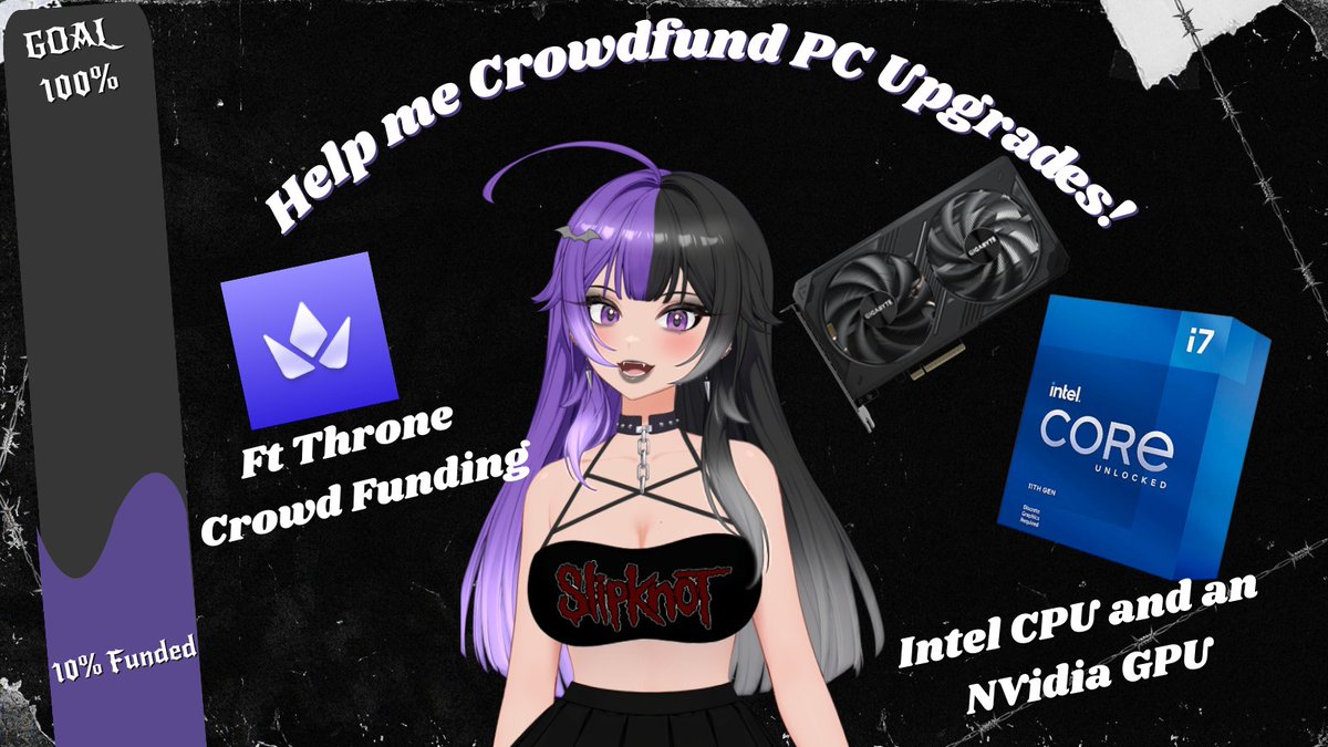 Hey Kvltists! 

We JUST Fully Funded my CPU Cooling system from my <a href="/official_throne/">Throne</a> wishlist! 

Now help me upgrade the rest! There is the <a href="/IntelGaming/">Intel Gaming</a>  Intel® Core™ i7-11700KF CPU + the <a href="/GIGABYTEUSA/">GIGABYTE USA</a>  NVIDIA GeForce RTX 5060 Ti WINDFORCE 16G left to get!

Any amount helps! 
🔗⤦