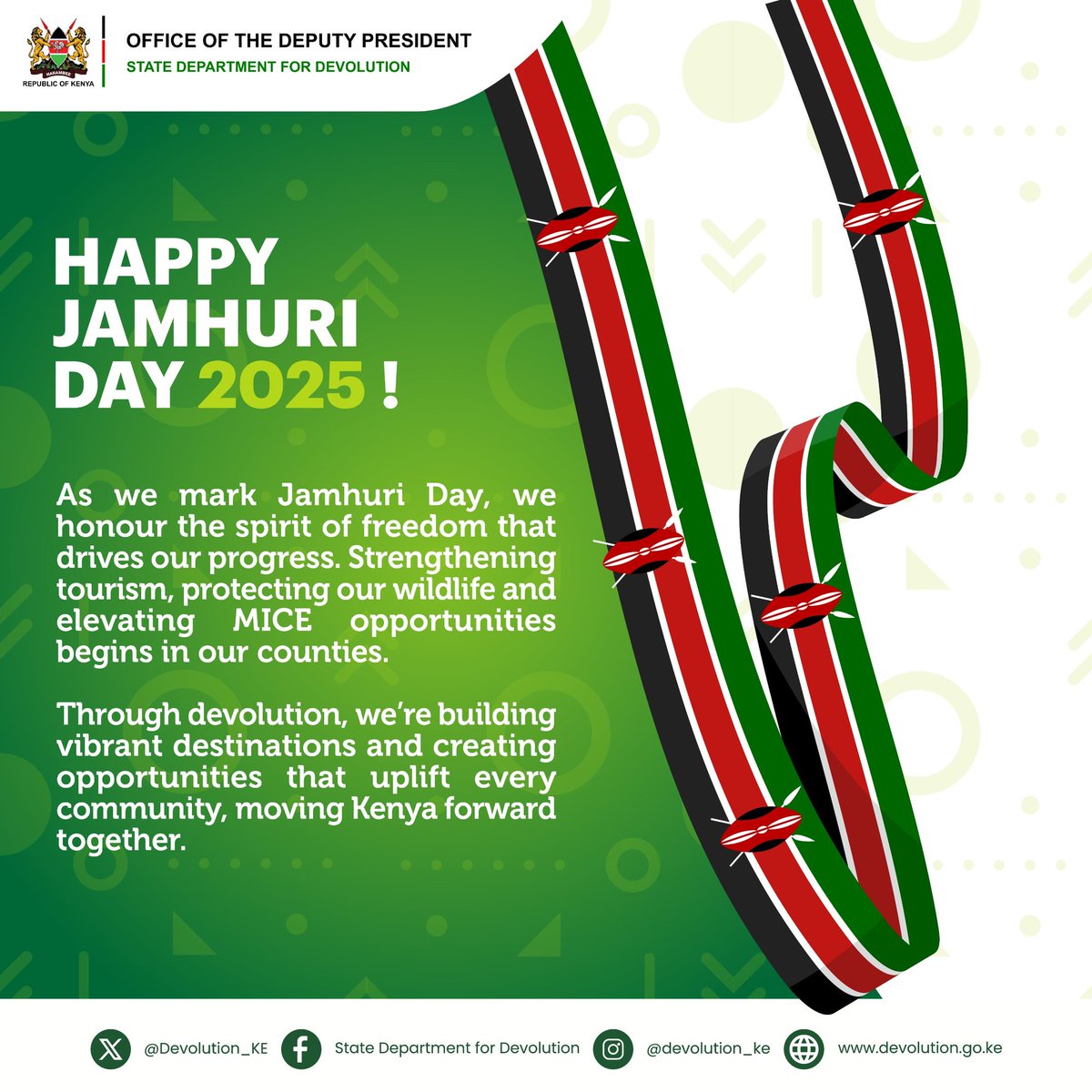 Devolution_KE's tweet photo. Happy Jamhuri Day from all of us at @Devolution_KE! 🇰🇪🇰🇪

@impeccableNomad https://t.co/5YEJXu3xDK