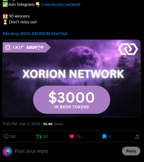 JesikaPerera's tweet photo. @ixirpad @Xorion_Network Massive thanks to @ixirpad and @Xorion_Network! Thrilled for the IDO and the $XOR vision. Let's send this project to the moon! π@santha_gk @Fred34e @dewa_traca #Airdrop #IDO #XORION #IxirPad https://t.co/CjK6PEQA68