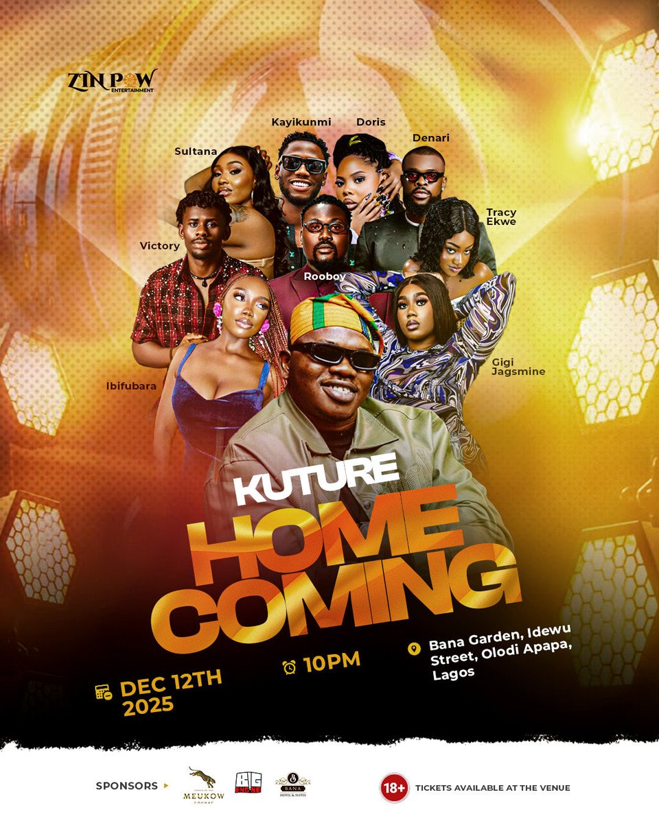 Kuturejnr's tweet image. AJ, una don see am! The BBN stars are locked in. Clear your weekend we’re outside for real. 🚀🔥

@rooboyway 
@_sultanafarida 
@ibifubara_d 
@Tracyekwe 
@kunmiajibade 
@djgigijasmine 🔥🔥🔥💯

#Kuture #Homecoming