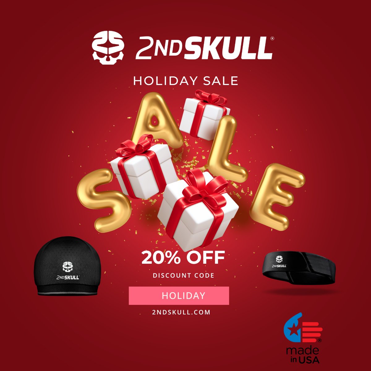 2ndSkull's tweet photo. Holiday Sale! 🎁
20% off everything at https://t.co/p2FiU2h7O2.
Give the athlete in your life the gift that matters most—protection. 🇺🇸
#2ndSkull #MadeInUSA #sports #football #baseball #basketball #hockey #lacrosse #soccer https://t.co/MY79MjRYFW