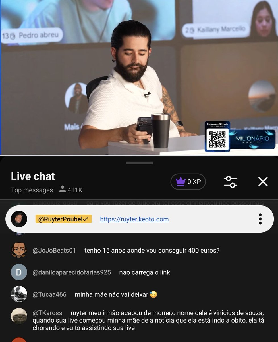 ruyter meu irmão acabou de morrer,o nome dele é vinicius de souza, quando sua live começou minha mãe de a notícia que ela está indo a obito, ela tá chorando e eu to assistindo sua live