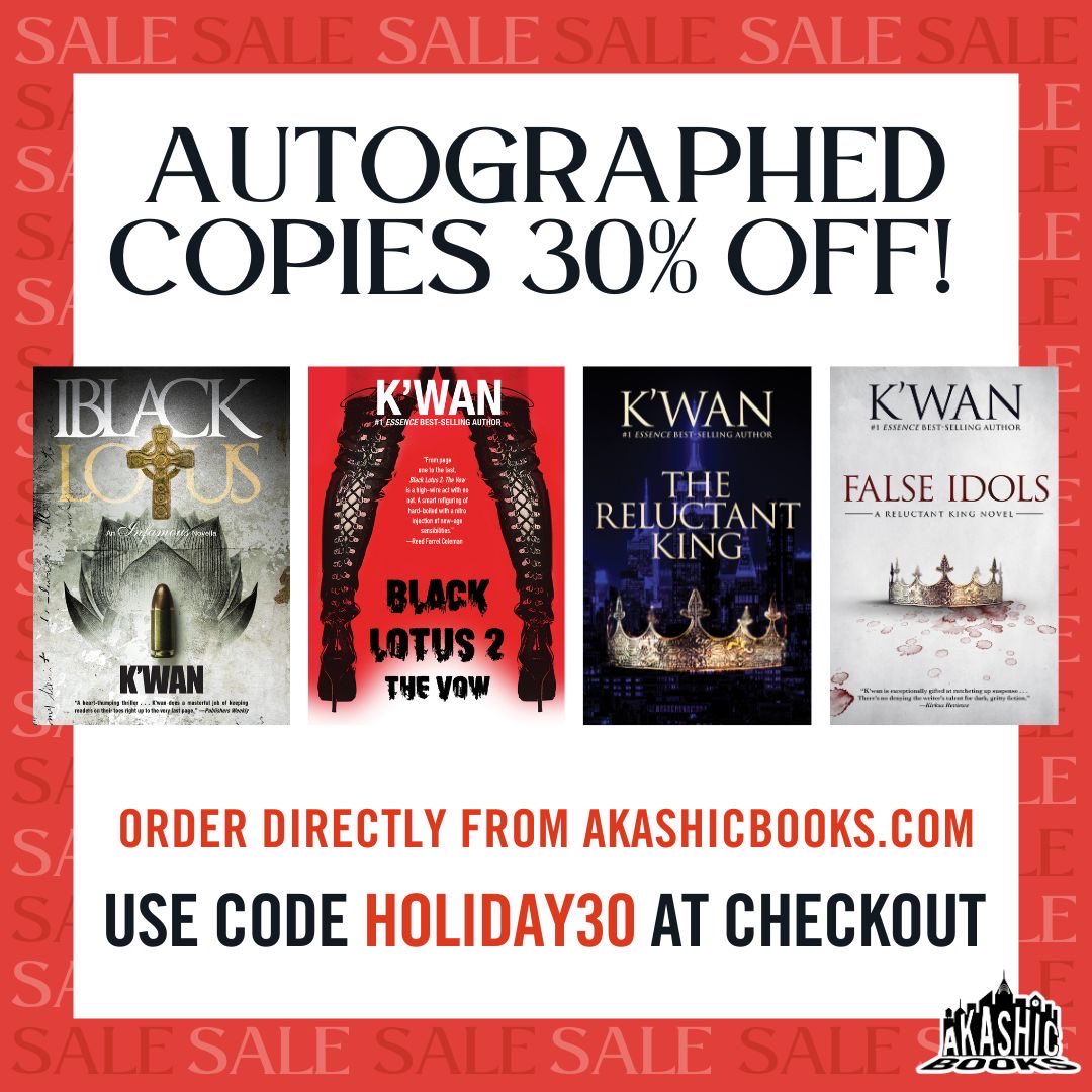 KwanTheWriter's tweet photo. Did you catch the 30% holiday sale yet? For all my @AkashicBooks titles hit the website direct and enter Holiday30 for 25% off and an additional 5% off at checkout. These are all signed copies - while supplies last  #Write2Eat https://t.co/YXUx4EM0d1