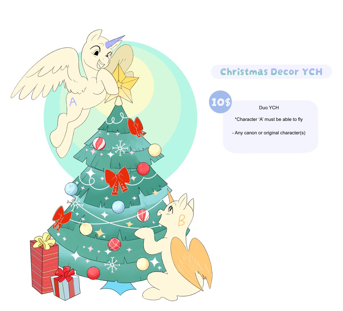 these ychs are once again open!! I've also made a more festive themed ych for the season :3 🎄

(link below) rts are appreciated!