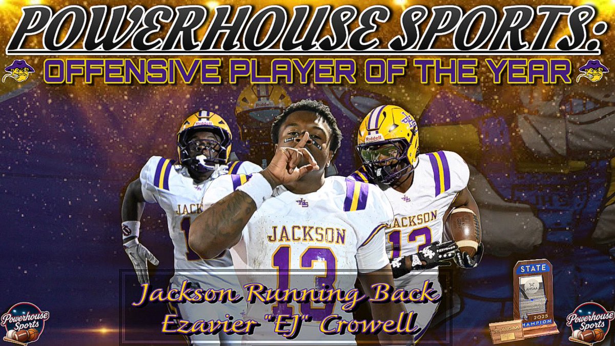 PowerHSports's tweet photo. Congratulations to our 2025 Powerhouse Sports: Offensive Player of the Year, Jackson running back Ezavier “EJ” Crowell!

We’ve covered EJ since his freshman year, and what a journey it has been. He capped off his senior season by breaking the rushing record in the 4A State Title game with 304 yards! This year, he led the state of Alabama with 209 carries for 2,632 yards and 35 touchdowns.

EJ is one of the most humble young men you’ll ever meet, but on the field he’s an absolute gamer. We can’t wait to watch him thrive at Alabama.

Congrats EJ, and Roll Tide! 🔥@EzavierCrowell @TalkoftheTownFB @SouthernCharmSp @JacksonFootball @SSN_Alabama