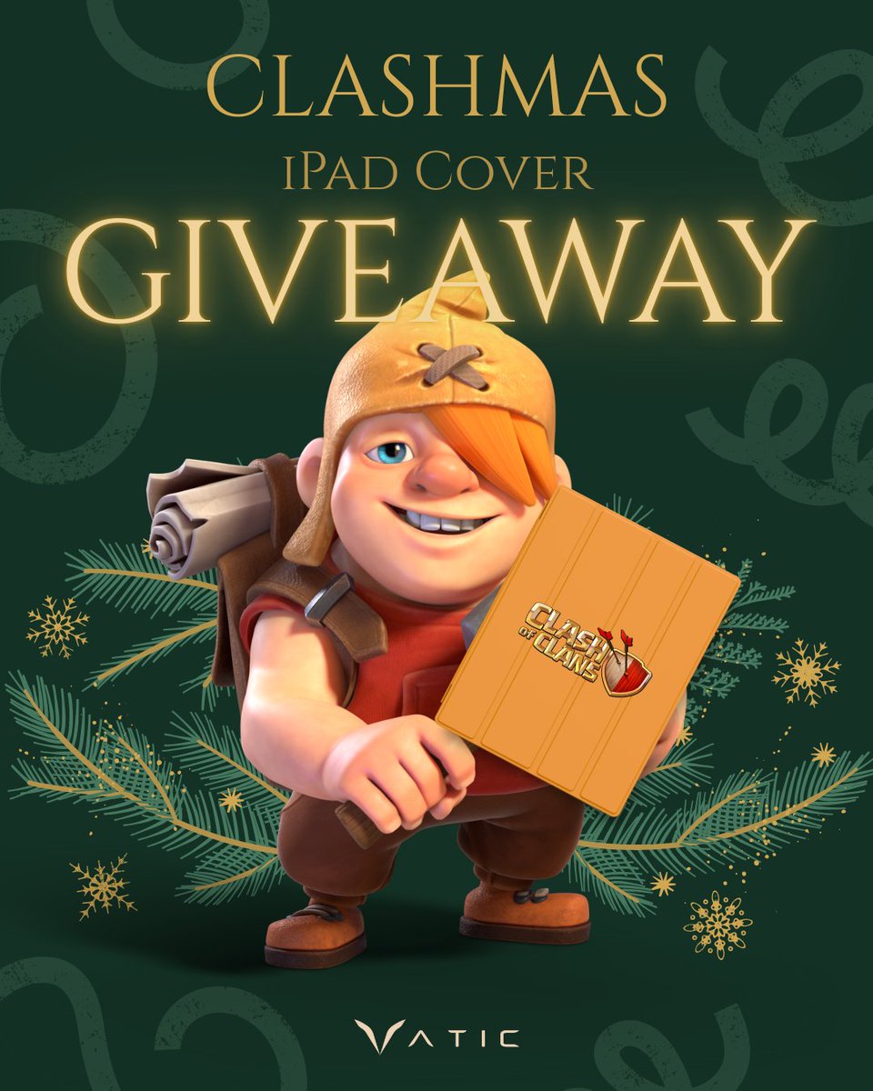 vatic_coc's tweet photo. 𝗖𝗹𝗮𝘀𝗵𝗺𝗮𝘀 𝗶𝗣𝗮𝗱 𝗖𝗼𝘃𝗲𝗿 𝗚𝗶𝘃𝗲𝗮𝘄𝗮𝘆 🎁

Enter for a chance to win the official Supercell iPad Cover! Join the server for holiday giveaways all month long.

◼️ Repost
◼️ Join https://t.co/kRq3sYKULc

The winner will be drawn on December 13.

Good luck and happy holidays! 🎄

#giveaway #merch