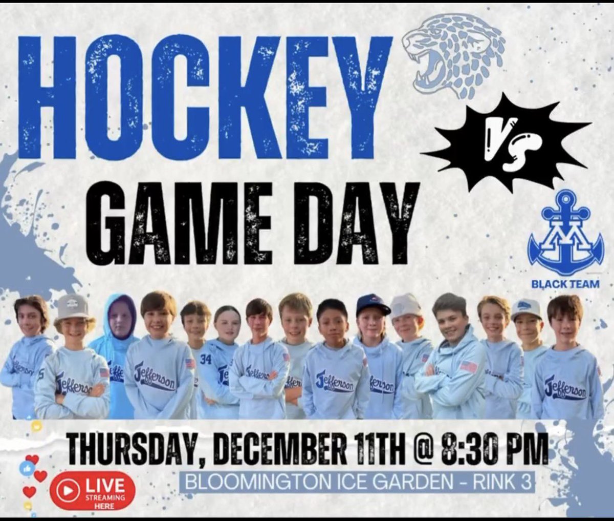 PWB1 vs Skippers Tonight! 🚨
Stream at Puck Drop: facebook.com/share/g/1AYDxC…      #GoJags
<a href="/JHBCHockey/">Jefferson Youth Hockey</a> <a href="/jeffjaguars/">Jefferson Jaguars</a> <a href="/JagHockey/">Jefferson HS Boys Hockey</a> #BloomingtonJeffersonHockey #JagNation