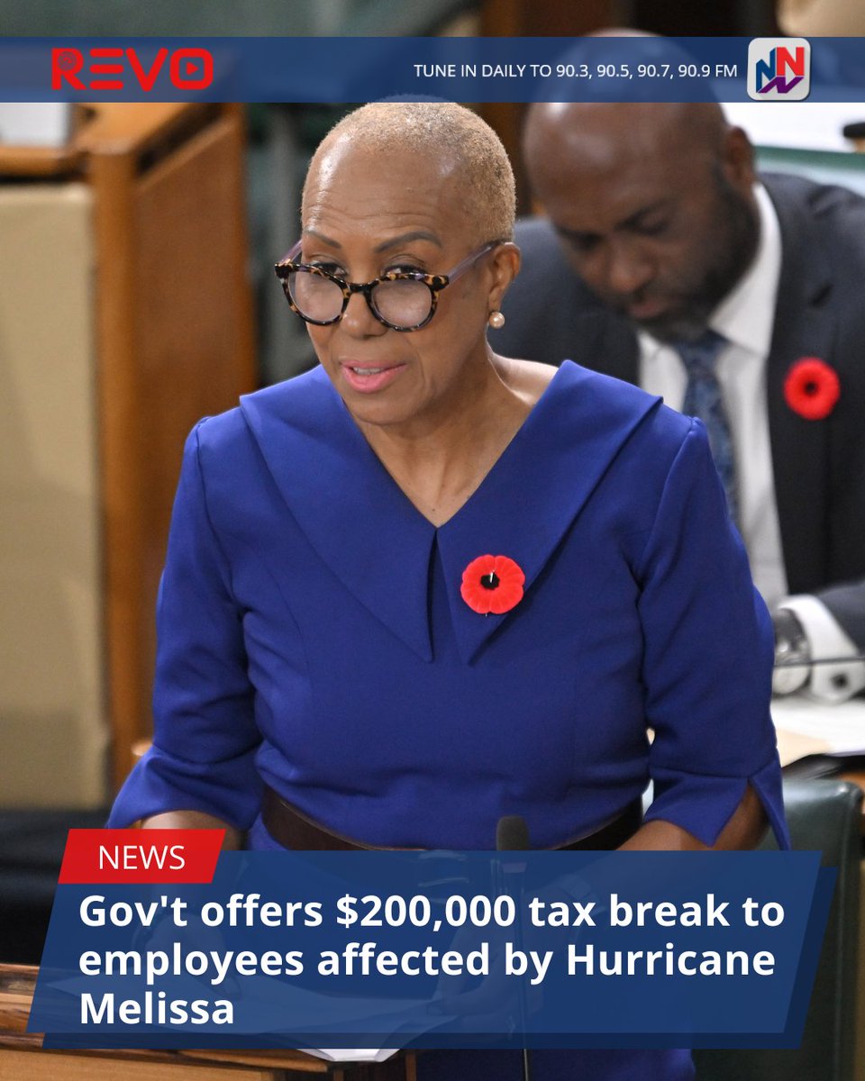 The government has amended the Income Tax Act to allow payments of up to $200,000 to employees affected by Hurricane Mellisa.

READ MORE HERE: ow.ly/CxmO50XHVIi