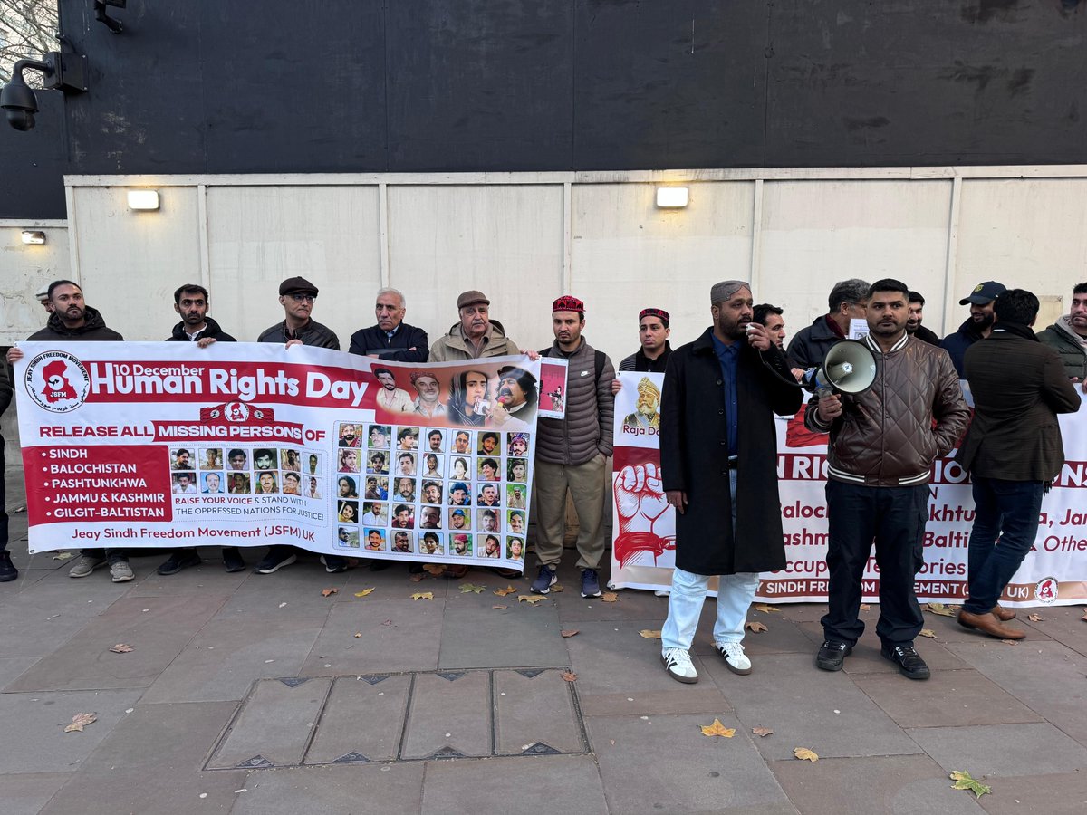 On 10 December 2025, BASC took part in a protest organised by the Jeay Sindh Freedom Movement <a href="/JSFMOfficialOrg/">Jeay Sindh Freedom Movement</a> in London to mark Human Rights Day. The General Secretary of BASC, Qambar Malik Baloch, highlighted the dire human rights situation in Pakistan and urged the need for a