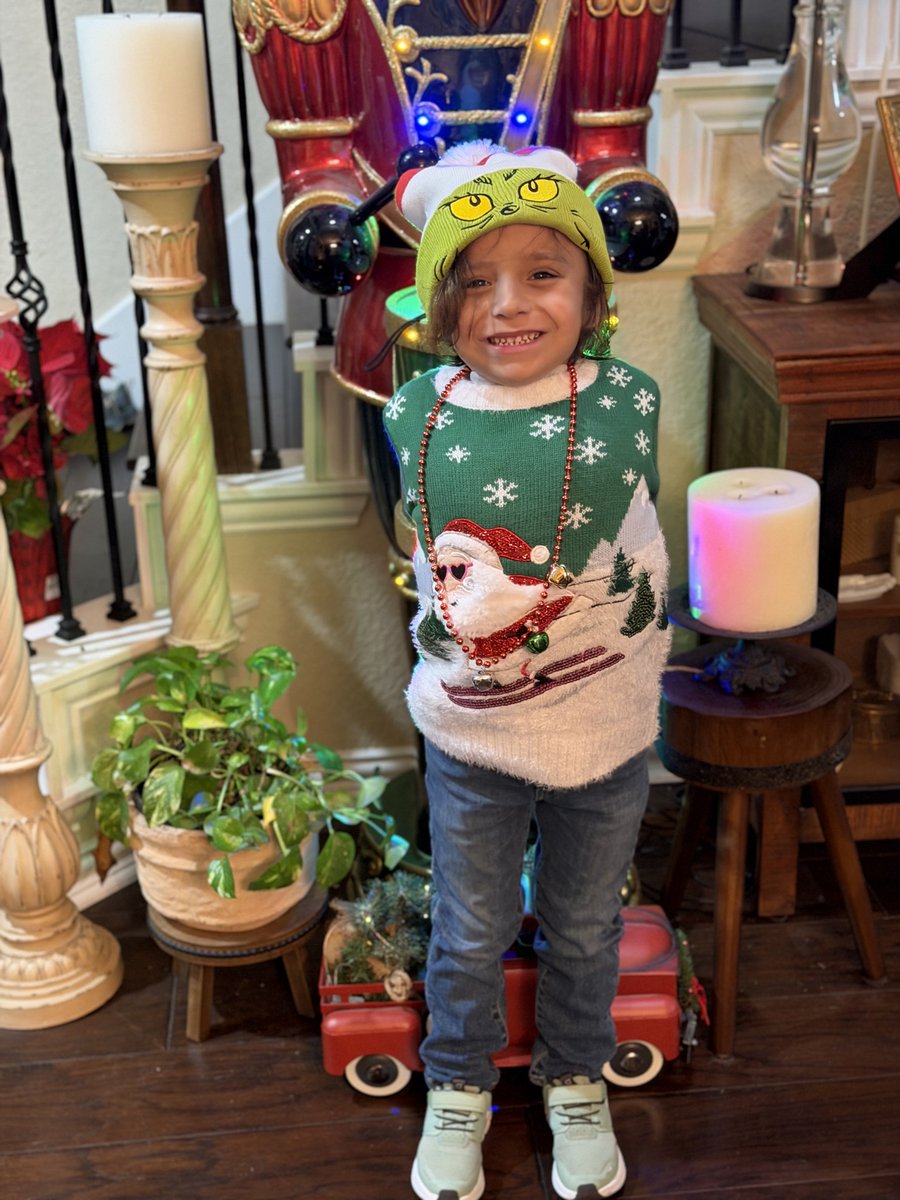 Sy Rocked his Christmas Tree gear today at school!