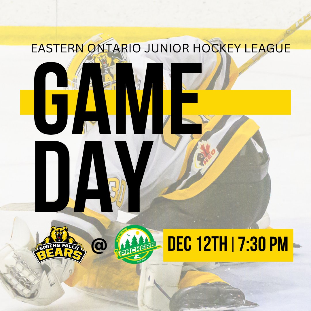 GAME DAY!

It's a road night for the Jr Bears as they take on the Packers in Arnprior! Catch all the action on FloHockey.

Puck drop at 7:30 PM.

#dontpokethebear