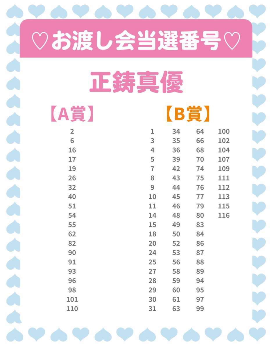 AKB48 🩷お渡し会in上野🩷 当選番号のお知らせ ＼ 本日は寒い中、抽選