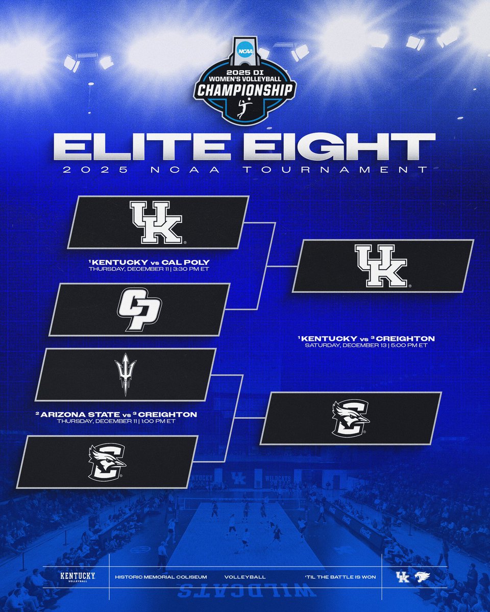 KentuckyVB's tweet image. Match time set for 5 p.m. on Saturday!

vs. Creighton in the Lexington Regional Final

Let’s pack HMC one last time this season, #BBN!💙

#WeAreUK x #BBN