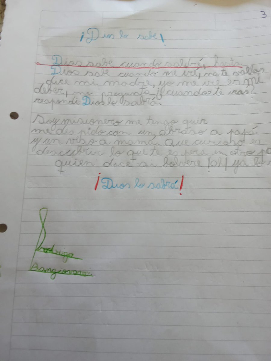 carta de un niño al escuchar una conferencia del padre federico