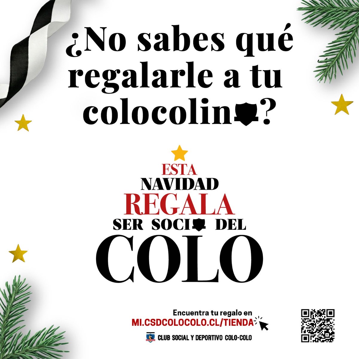 🎄🎁 ¡𝐘𝐀 𝐄𝐒𝐓𝐀́𝐍 𝐀𝐐𝐔𝐈́ 𝐋𝐎𝐒 𝐊𝐈𝐓𝐒 𝐍𝐀𝐕𝐈𝐃𝐄𝐍̃𝐎𝐒 𝐃𝐄𝐋 𝐂𝐒𝐃 𝐂𝐎𝐋𝐎-𝐂𝐎𝐋𝐎! 🎁🎄  

Regala historia, regala orgullo colocolino esta Navidad 🤍🖤

Visita nuestra tienda Mi.csdcolocolo.cl/tienda y adquiere tu kit 🤟🏽😉

Tenemos el kit perfecto para cada