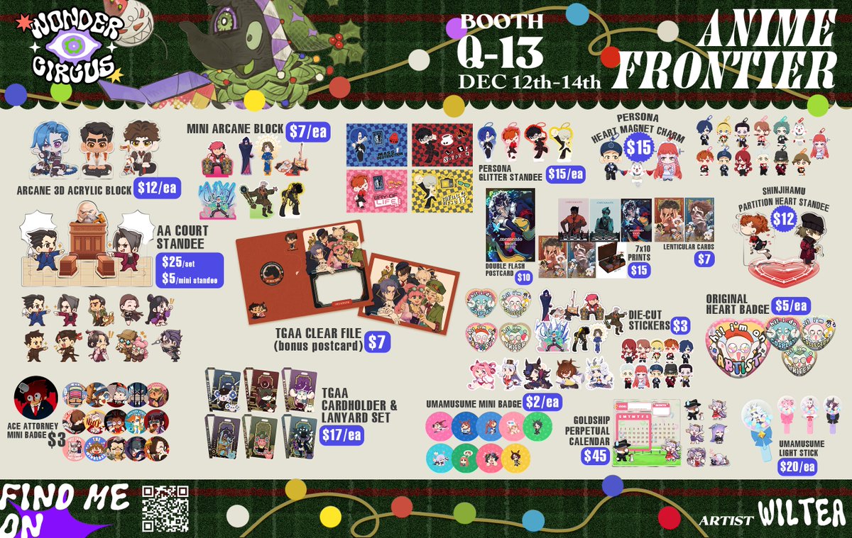 wi1tea's tweet photo. My catalogue for #AnimeFrontier ! I will also represent @ckm_tee in this convention :3 

Some of the items will unfortunately not available on Fri, but all should be restocked &amp; ready on Sat 💖 Come join us this weekend!!! https://t.co/oA5IThTCzq