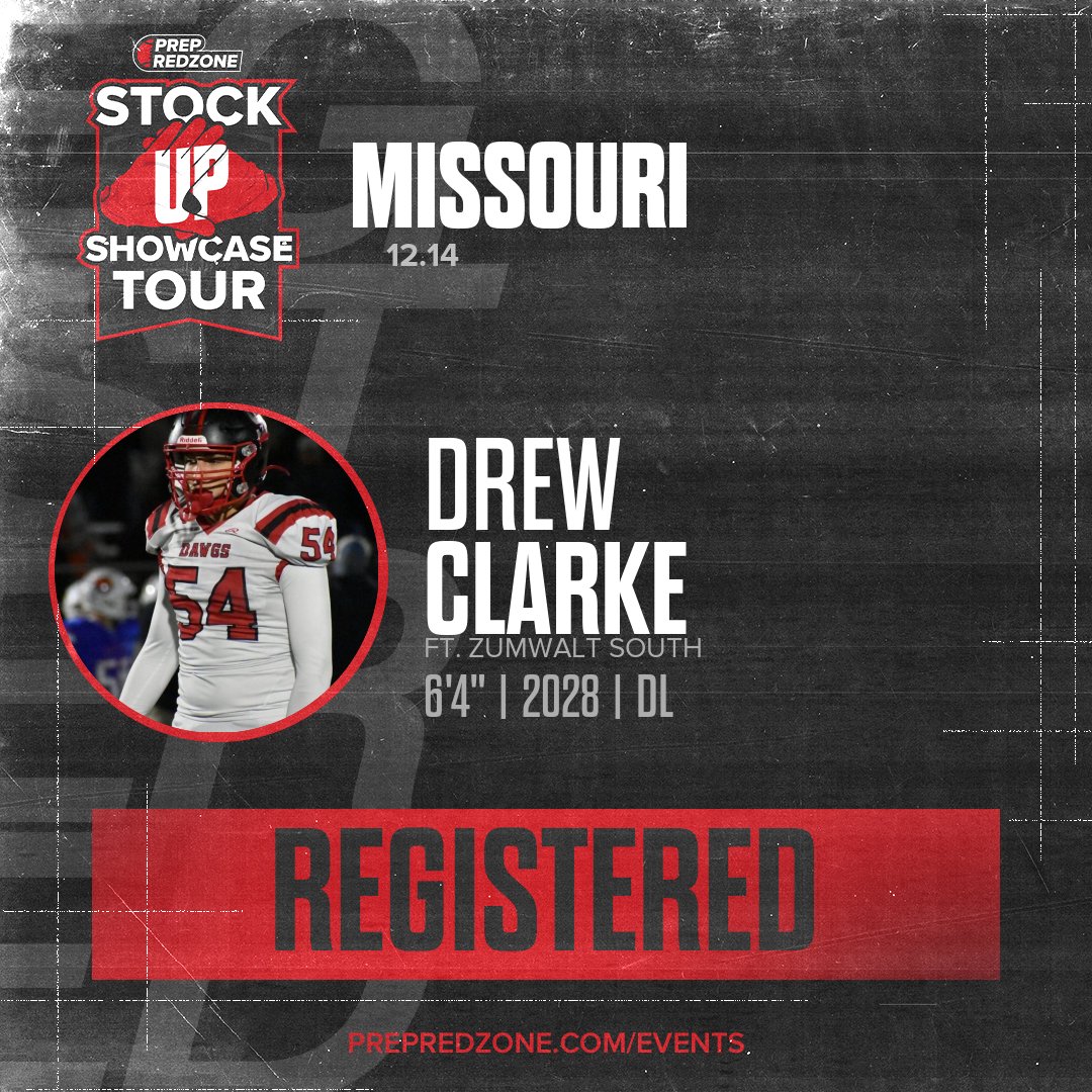 Welcome Class of 2028 Drew Clarke of Ft. Zumwalt South to the <a href="/PrepRedzoneMO/">Prep Redzone Missouri</a> <a href="/PrepRedzoneKS/">Prep Redzone Kansas</a> Showcase on December 14th @ Griffon Indoor Sports Complex. 

🔥🏈 #PRZStockUpMOKS 🏈🔥

Register NOW! 👇  events.prepredzone.com/e/2128/registe…