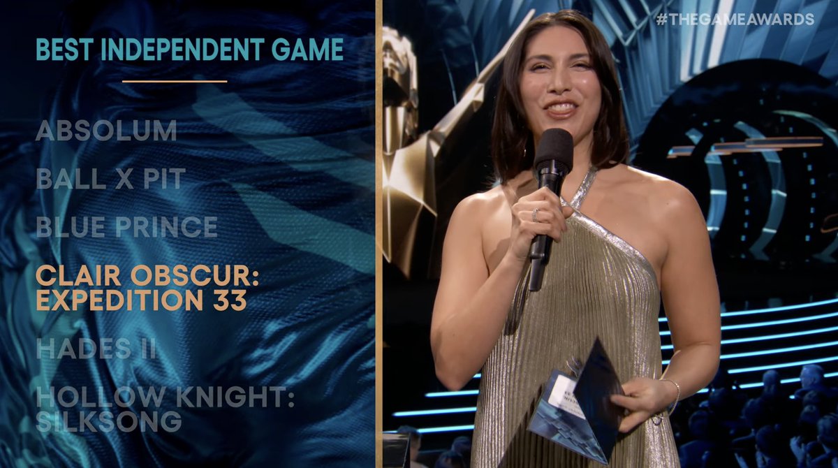 Clair Obscur: Expedition 33 wins Best Indie Game at #TheGameAwards!  This could be the beginning of a BIG night for Clair Obscur.