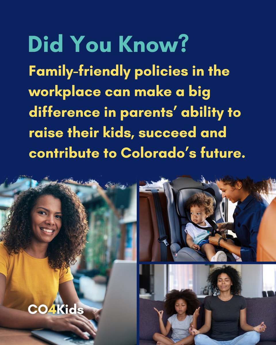 Family-friendly policies in the workplace make a big difference for children, parents or caregivers and our society! Learn more about how you can prevent child abuse and neglect at CO4Kids.org
.
.
.
#CO4Kids #childabuseprevention #coloradofamilies #coloradokids