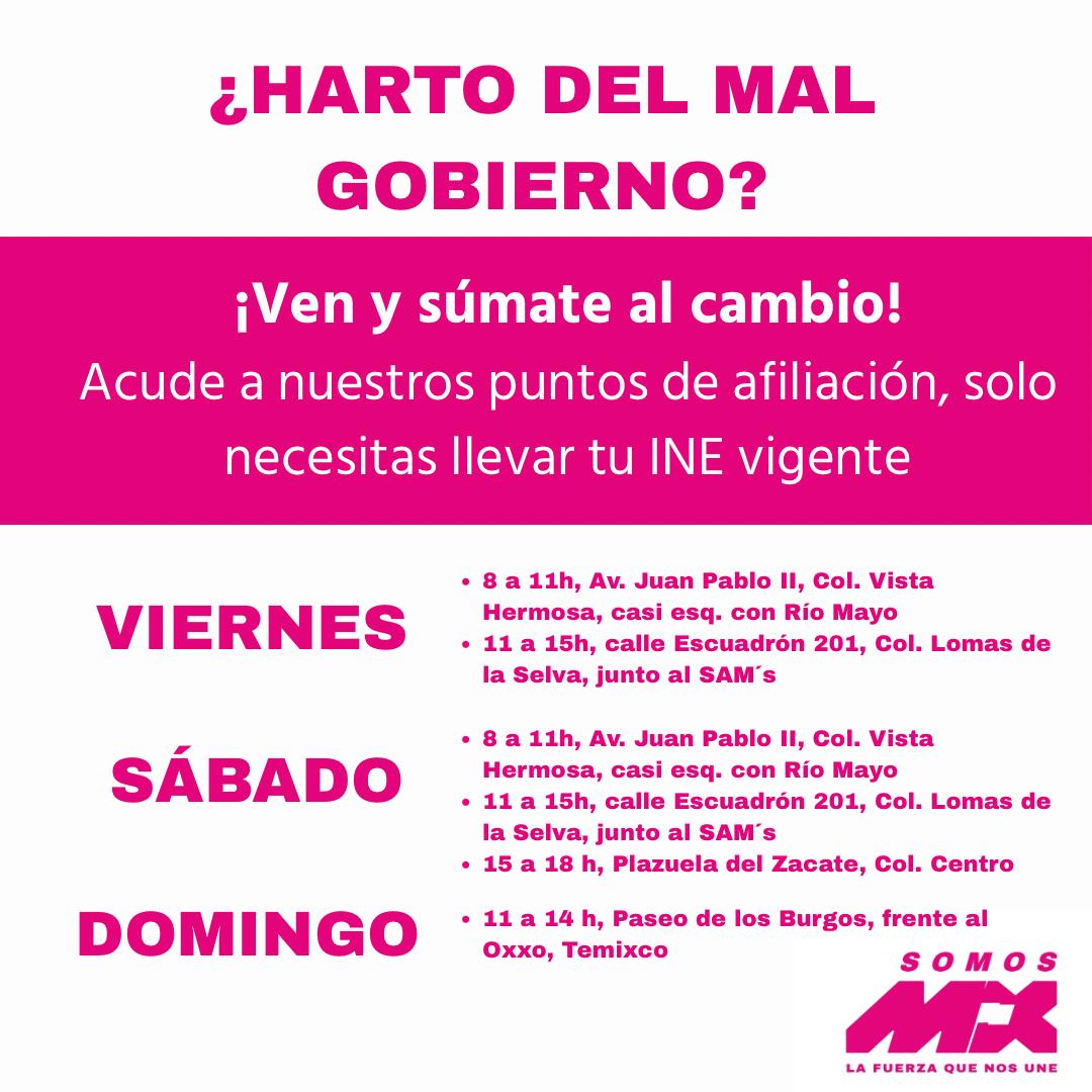 6 módulos de afiliación en Cuernavaca y Temixco. Ubica el tuyo y afíliate ya a SomosMx
<a href="/FuerzaRosaMor/">Somos Mx Morelos</a>
<a href="/SomosMxMexico/">SomosMxMexico</a>
