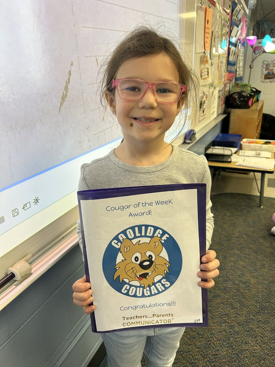 Congratulations to Lyla our 1st Grade Cougar of the Week!! Way to go!! 💙💙