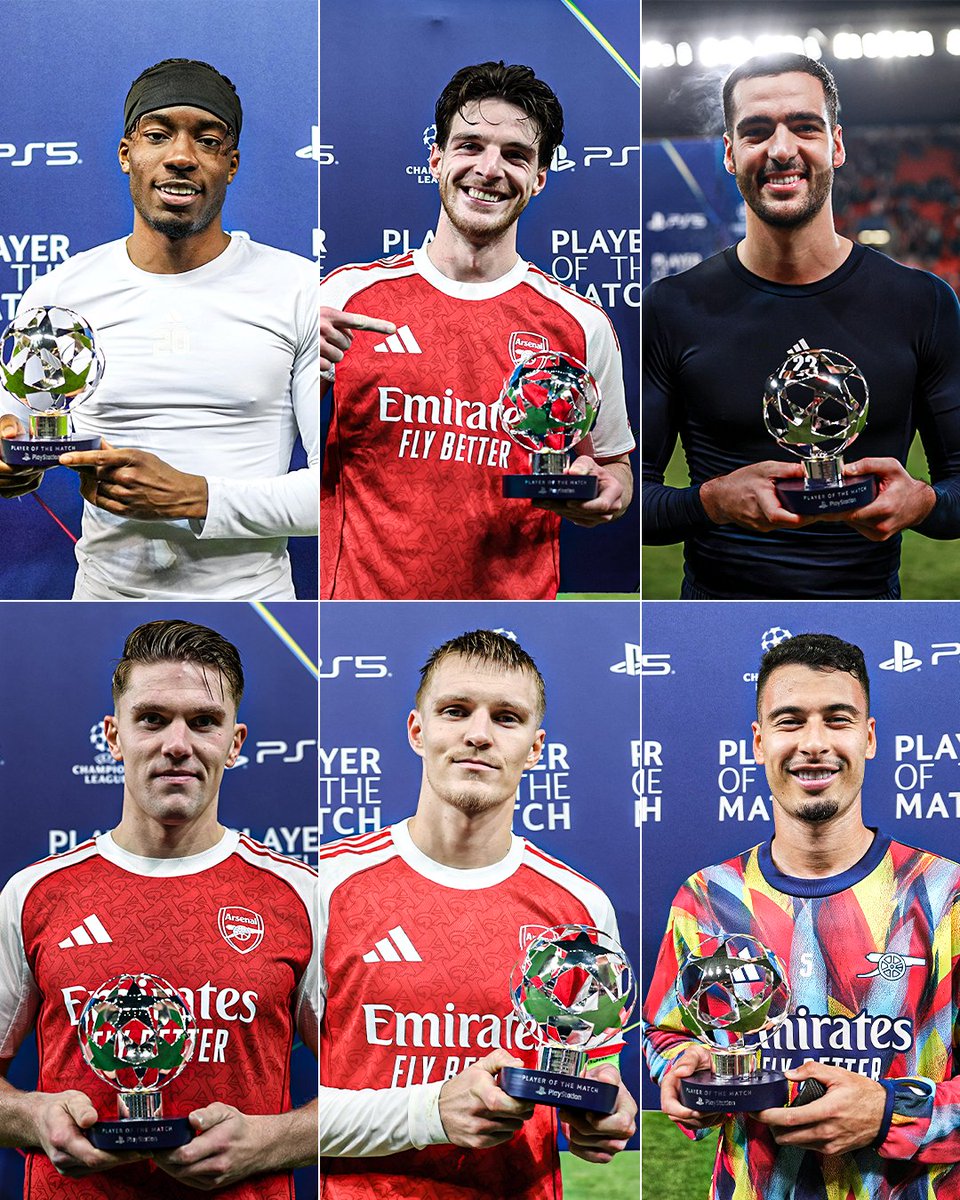 Every Champions League game Arsenal have played this season has ended with one of their players taking home Player of the Match 🌟