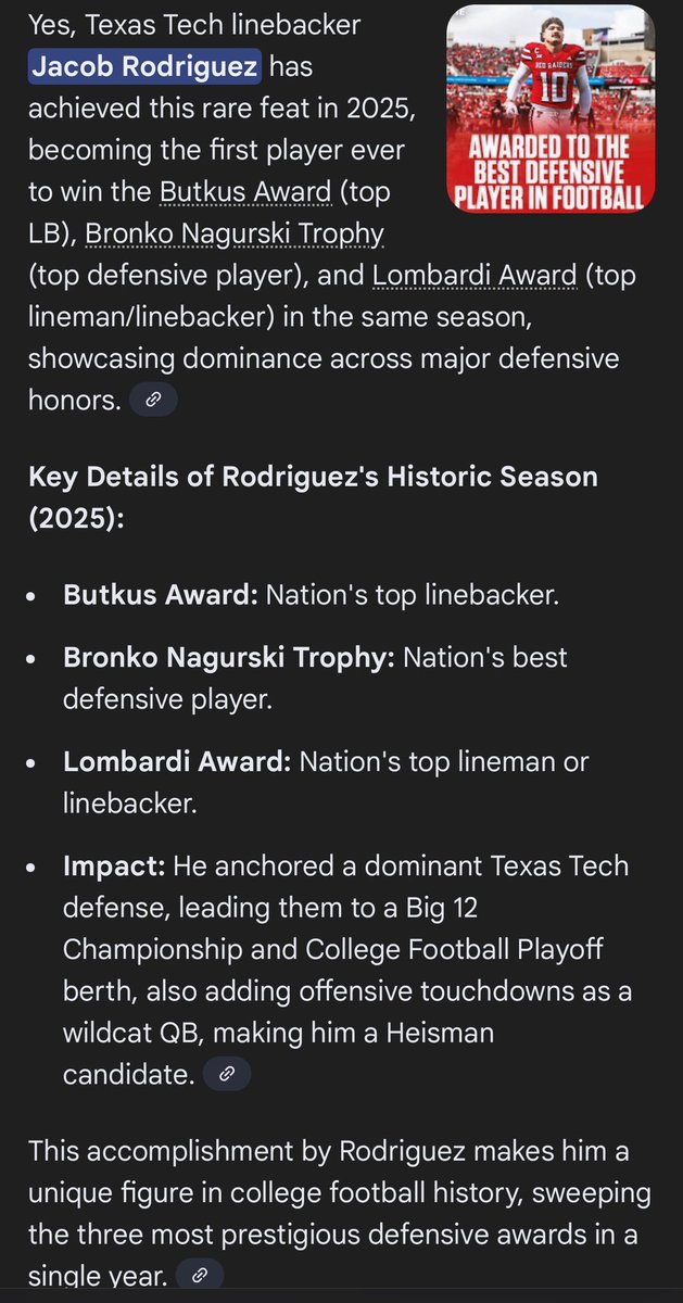 LilRRaider's tweet photo. @HeismanTrophy First defensive player in history to win all 3 awards, but he’s not Heisman worthy. This award and the CFP Committee trying to see who can damage their credibility the most this year. https://t.co/tdjQrg9ETL