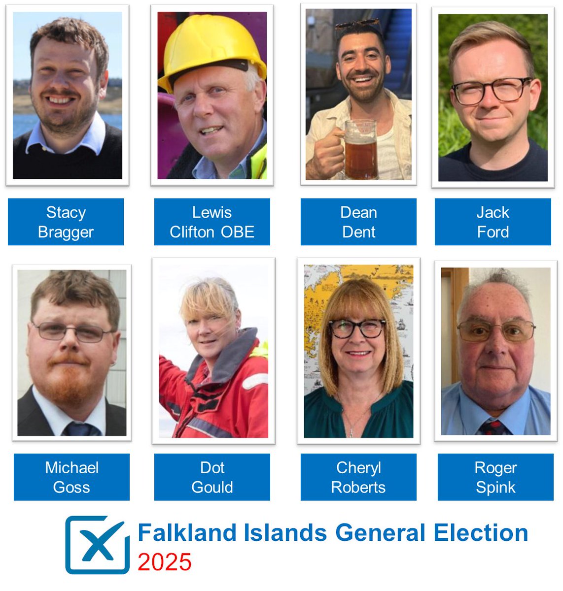 FalklandsRepUK's tweet photo. Congratulations to the newly elected or re-elected members of the @FIAssembly. #Falklands #Democracy #FalklandsElection2025 #SelfDetermination 🇫🇰 https://t.co/LHGzRLmMuY