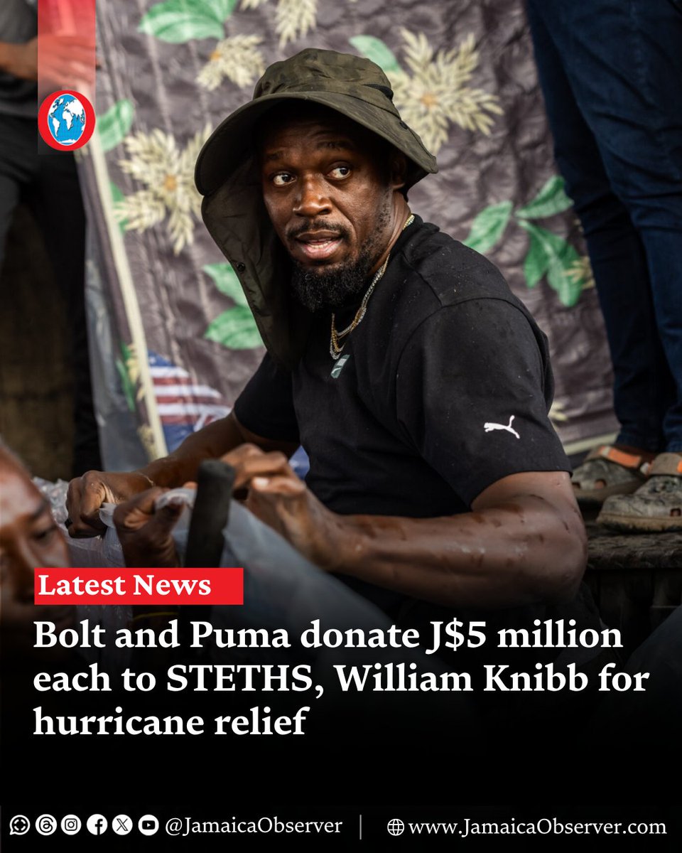 JamaicaObserver's tweet image. Sprint legend Usain Bolt has partnered with sponsor Puma to donate J$5 million each to St Elizabeth Technical High School (STETHS) and his alma mater William Knibb Memorial High in Trelawny to aid in their recovery following Hurricane Melissa.

jamaicaobserver.com/2025/12/11/bol…