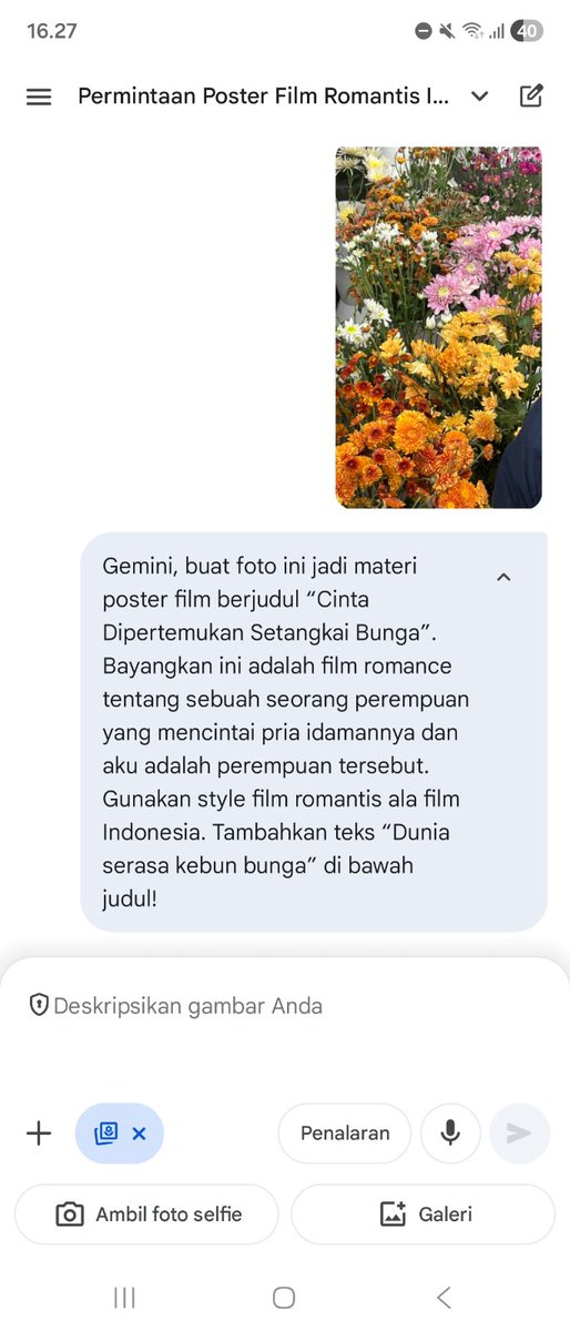 shofiapurple's tweet photo. @samsungID Dari foto bunga yang super simple bisa jadi poster film yang kece gini. siluetnya juga sesuai konsep judul prompt yang diminta. akurat banget keren!👏💕 #GalaxyMoviePoster #ExploreGalaxyWay #GalaxyZFlip7 #GalaxyZFold7 #GeminiMoviePoster https://t.co/mAmuozdLPb