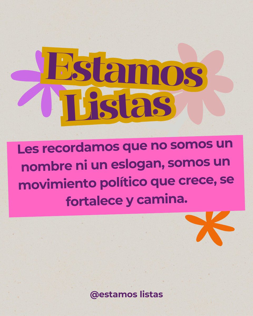 Tres precisiones:

1. El movimiento político feminista Estamos Listas no apoya ninguna candidatura hasta la fecha. No tenemos ninguna relación con la campaña de <a href="/ClaudiaLopez/">Claudia López Hernández</a> 

2. El uso del nombre de "Estamos Listas" no fue concertado con la campaña de <a href="/ClaudiaLopez/">Claudia López Hernández</a> no cuenta
