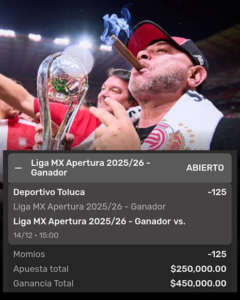 APOSTE $250,000 PESOS A QUE EL TOLUCA ES CAMPEON EN LA FINAL DE LIGA MX
Si gano voy a regalar $10,000pesos 5 ganadores $2,000 C/U SOLO TIENES QUE DAR LIKE, RT Y COMENTAR PARA PARTICIPAR 
VAMOS DIABLOS 👹👹👹
#LigaMX #tolucavstigres #Tolucafc 👹 #Tigres 🐯
