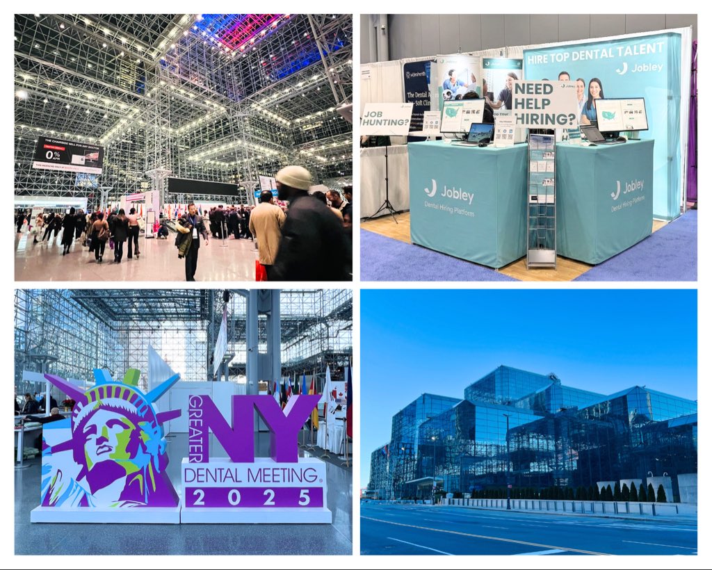 Jobley_Health's tweet photo. Huge thank you to everyone who stopped by our booth at the Greater New York Dental Meeting 2025 last week!

We loved connecting in person with dental practices and professionals from across the East Coast and beyond, and sharing how Jobley’s platform—now enhanced with new AI features—helps streamline hiring and strengthen dental teams.

Those face-to-face conversations gave us valuable insight into the evolving needs of practices of all sizes, and reinforced our commitment to delivering more efficient, effective, and lower-risk hiring solutions for the dental community.

We’re excited to keep the conversation going—let’s stay in touch!

Read more: 
https://t.co/BVsj3esNgB

#Jobley #GNYDM2025 #DentalJobs #DentalHiring
