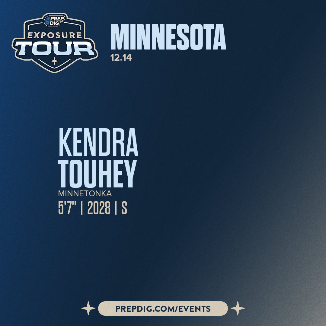 PrepDigMN's tweet photo. Welcome Class of 2028 Kendra Touhey of Minnetonka to the @PrepDigMN Showcase on December 14th @ M1 Volleyball.
π₯π #PDExposureTourMN ππ₯ https://t.co/W2Ai4Ldmcx
