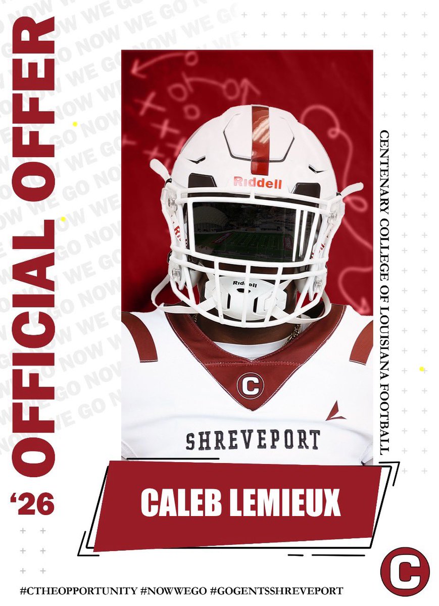 #AGTG After a great conversation with <a href="/CoachBrown_/">Calvin Brown</a>  I am blessed to receive my first offer from Centenary University!!!
<a href="/Kevin57__/">Kevin Milton Jr</a> <a href="/Gents_Football/">Centenary Football</a>