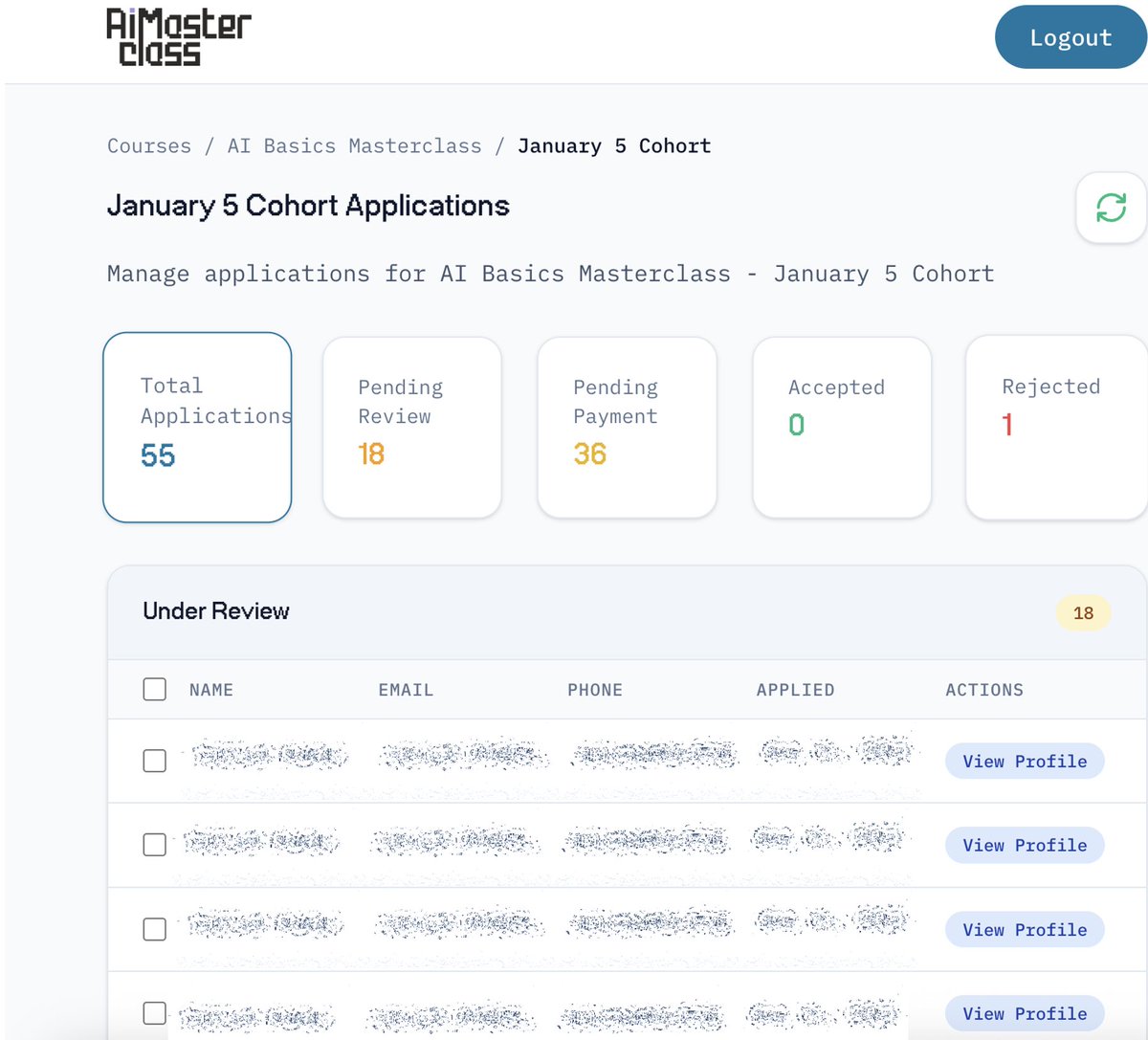 𝗪𝗲 𝗱𝗶𝗱𝗻'𝘁 𝗲𝘅𝗽𝗲𝗰𝘁 𝘁𝗵𝗶𝘀.

55 applications. In 2 days. 

Thank you. Truly.

To everyone who applied - I see your hunger. Your stories. Your reasons for wanting to learn AI.

𝗜 𝗽𝗿𝗼𝗺𝗶𝘀𝗲 𝗜 𝘄𝗼𝗻'𝘁 𝗹𝗲𝘁 𝘆𝗼𝘂 𝗱𝗼𝘄𝗻.

I truly believe in this course. Not