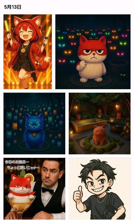 画像フォルダ見返してたら5月頃の画像に既に青い猫が混じってた #abc