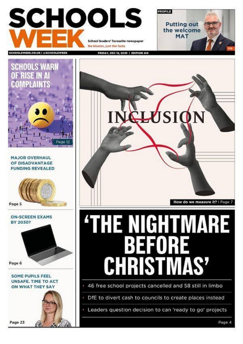 AndyGibsonTV's tweet photo. And finally the #FrontPage of this week's @FEWeek and @SchoolsWeek's for Friday 12 December 2025.

#SchoolsWeek
#FEWeek
#TomorrowsPapersToday
#IBPAPERS https://t.co/H2aLjVow9y