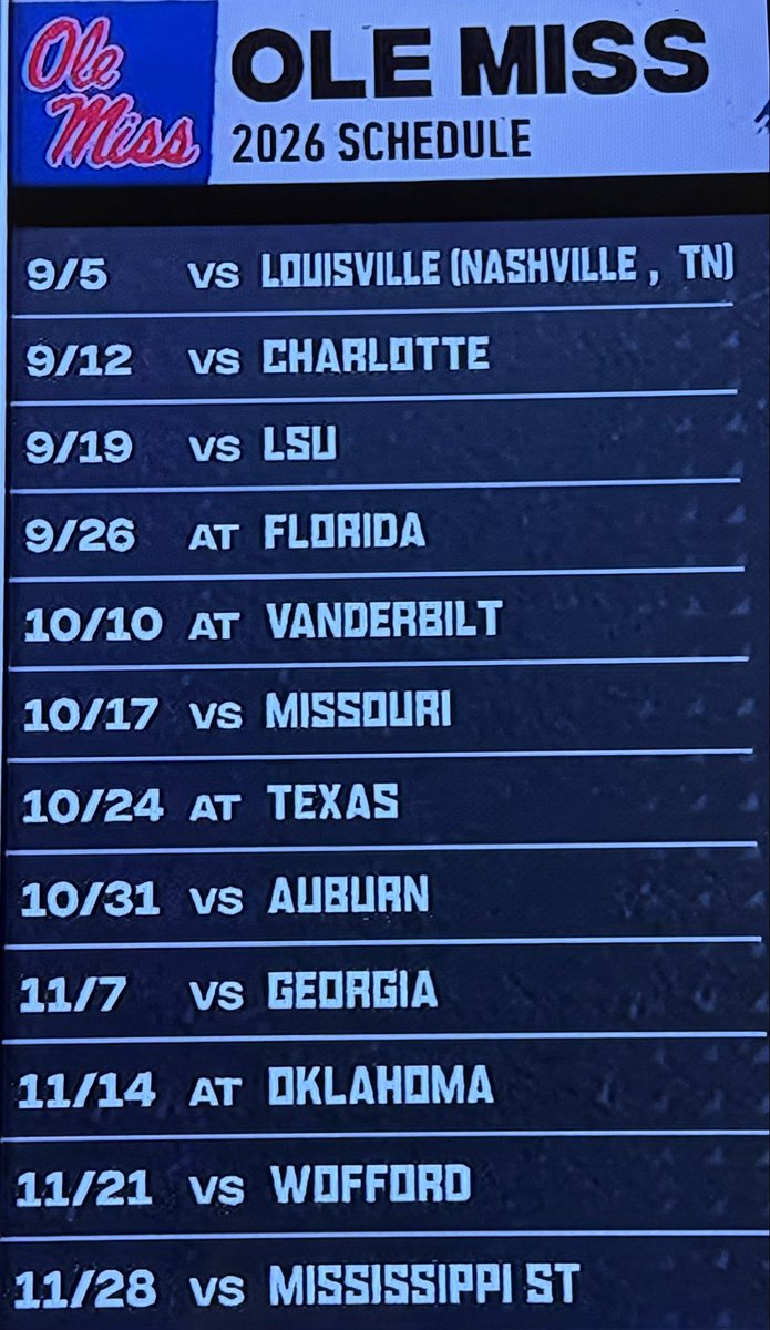 🚨the 2026 ole miss football schedule🚨 what do y'all think? ⤵️⤵️