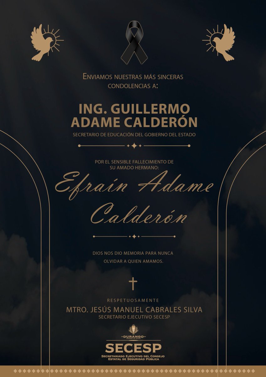 Envíamos nuestras más sinceras condolencias al Ing. <a href="/guillermoadamec/">Guillermo Adame</a>