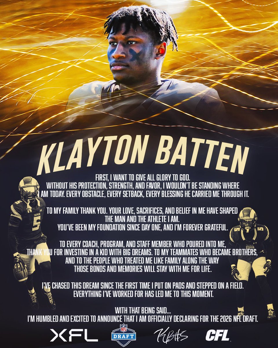 KlaytonBatten's tweet image. Thank you Shepherd and Forever
Spartan nation .#2026draft