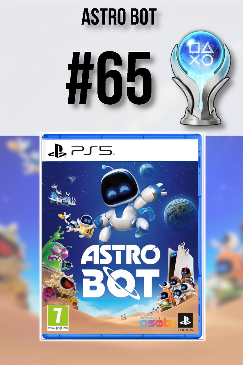 🤖Astro Bot #65
📅2 de Octubre
🎯 Dificultad: 2/10

El mejor plataformas que he jugado desde la época dorada del género. No existe mejor homenaje a la historia de PlayStation.

(10/12) 🏆 2025 🏆