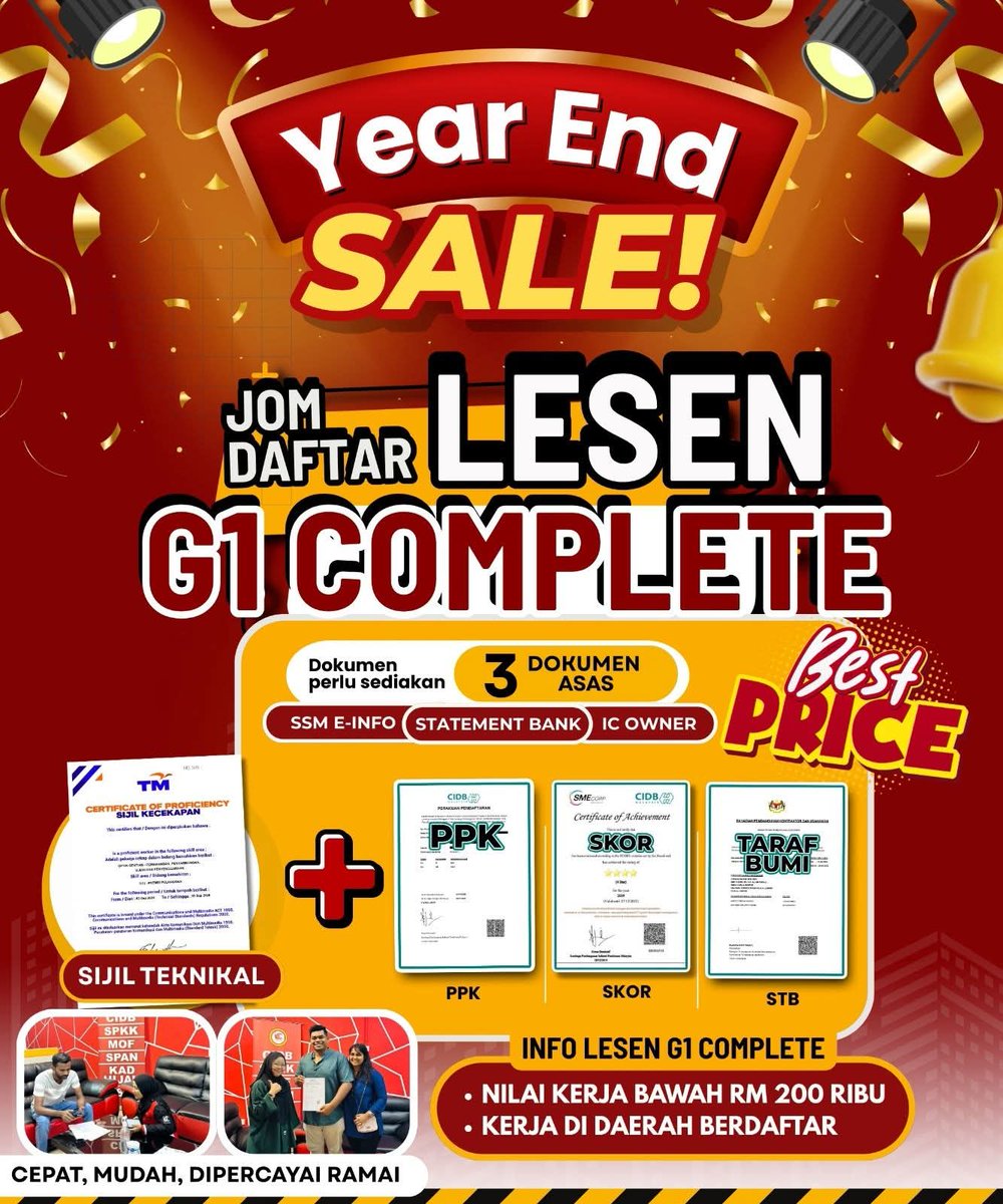 ✨ KENAPA WAJIB DAFTAR SEKARANG?

✅ Harga PROMO khas hujung tahun
✅ Elak lesen tamat &amp; projek tergendala
✅ Tiada risiko denda atau kelewatan
✅ Urusan pantas, mudah &amp; kami bantu dari A–Z
✅ Kekal kompetitif dalam industri pembinaan
 wasap.my/60179926069/CI…