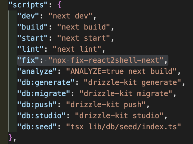 Pour exprimer ma méfiance envers React et Next.js, j'ai inclus le correctif dans les scripts du fichier package.json.