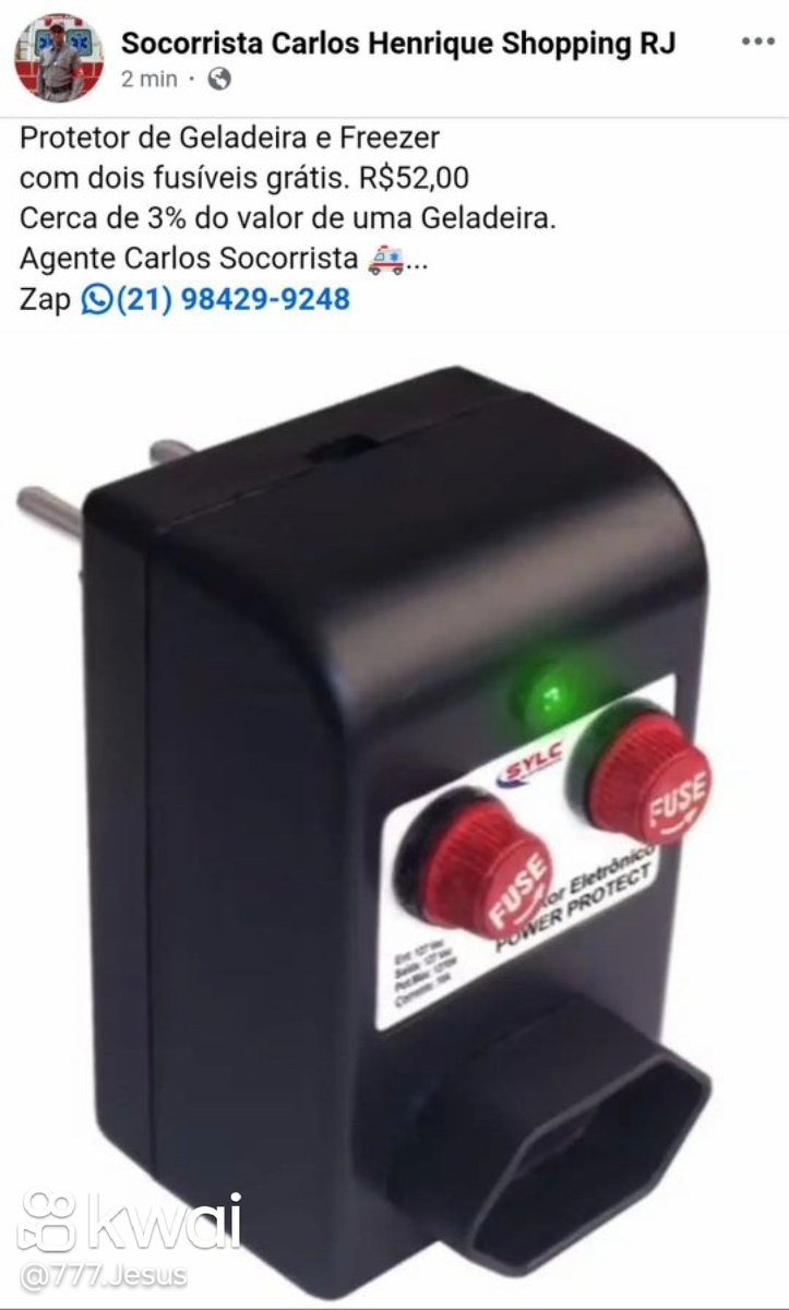 enferdotrab's tweet photo. Protetor de Geladeira e Freezer
com dois fusíveis grátis. R$52,00
Cerca de 3% do valor de uma Geladeira.
Agente Carlos Socorrista 🚑...
Zap (21) 98429-9248 https://t.co/K8E6QvChkQ