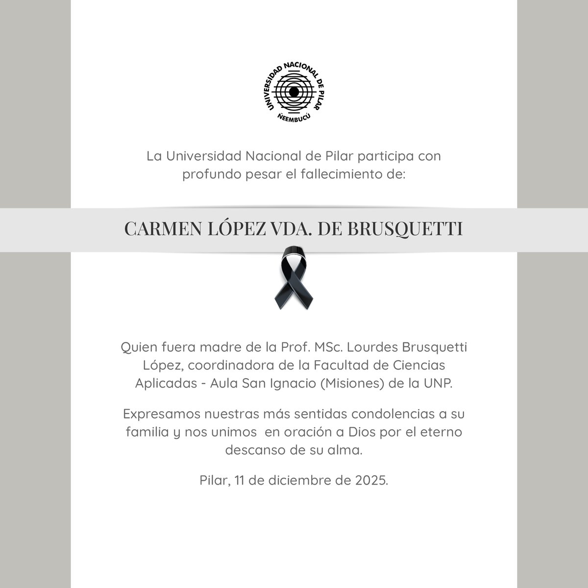 Carmen Ramona López vda. de Brsuquetti
QEPD ✟