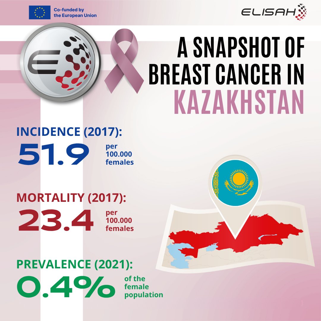 Breast cancer in KAZAKHSTAN (2013–2017): Incidence, mortality &amp; prevalence. Part of 49 analytical sheets covering key epidemiological indicators across Europe.
elisah.eu/d2-1/

<a href="/IstTumori/">Istituto Tumori</a>  <a href="/ICO_oncologia/">Institut Català d'Oncologia</a> 
#BreastCancer #EU_HaDEA